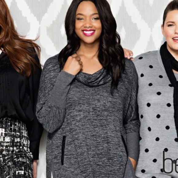 Melissa McCarthy Seven7 Heathered Grey Cowl Neck Boxy Sweater 3X - Picture 9 of 10